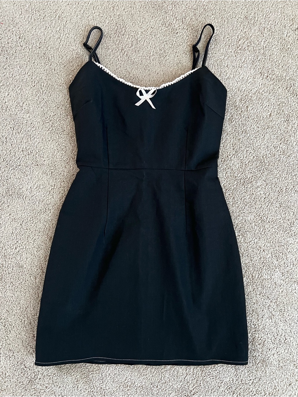 Urban Outfitters Black Mini Dress with White Trim Bow